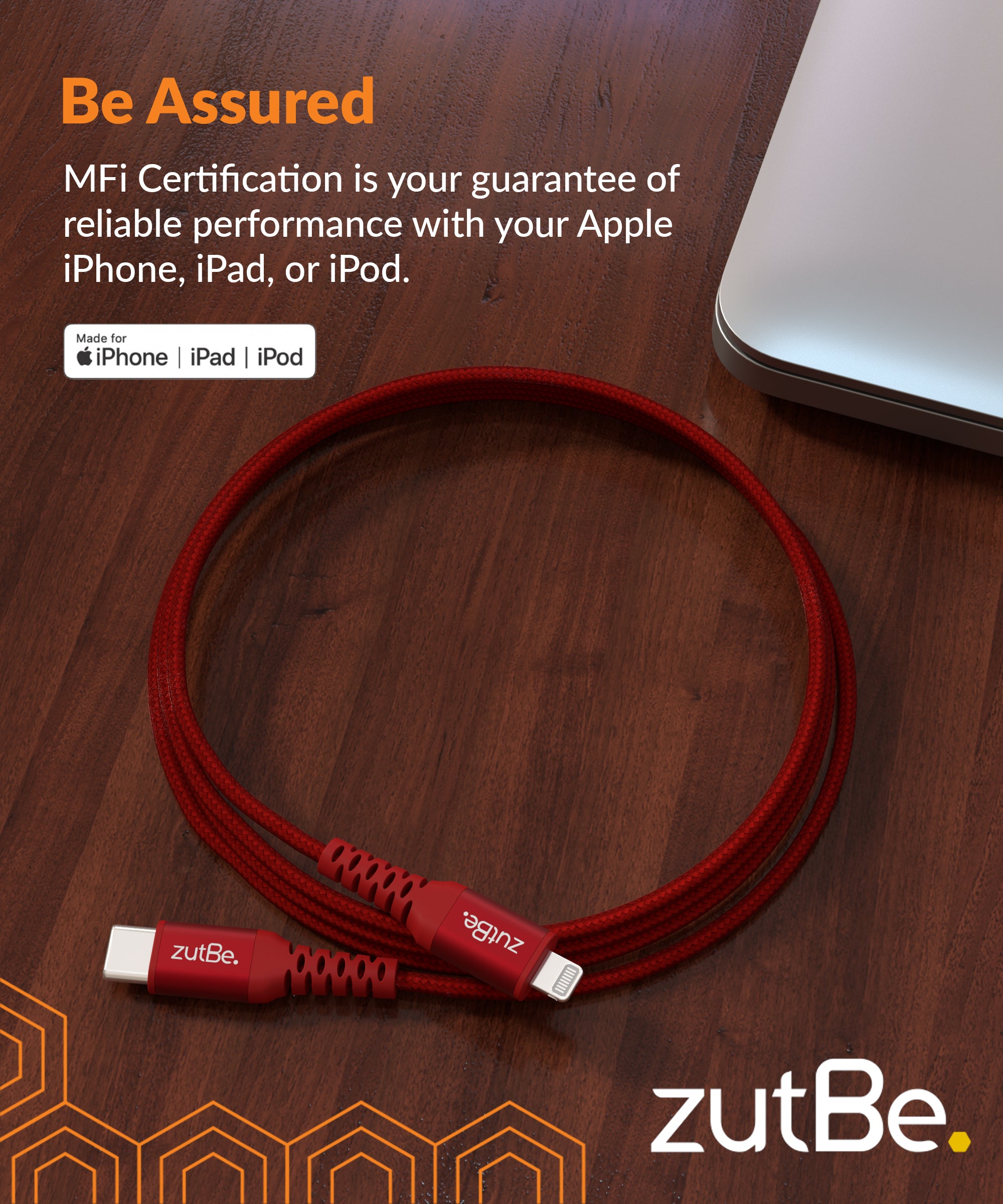 Genuine MFi Certified durable lighting cable 