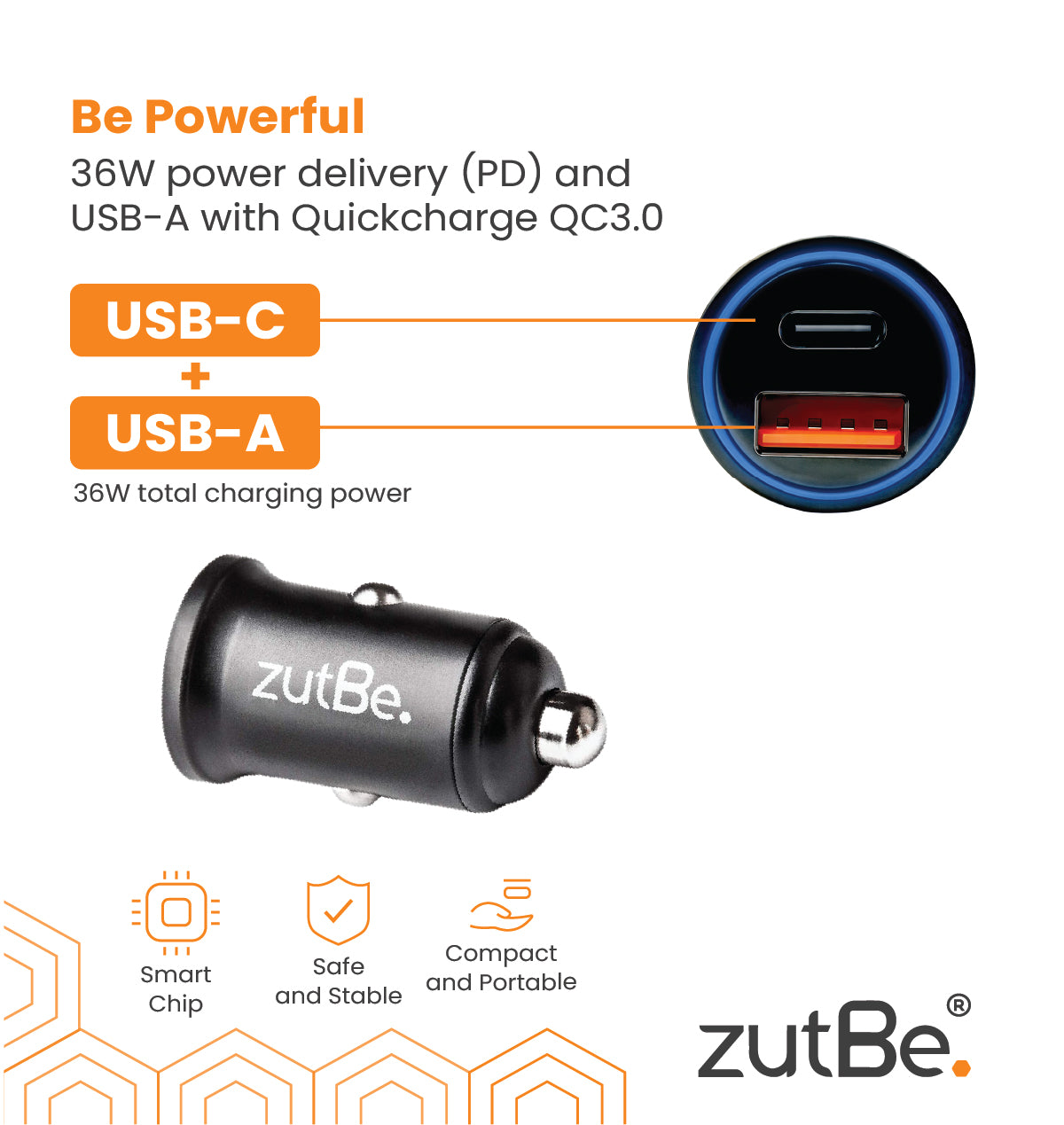 Car Charger USB-A + USB-C