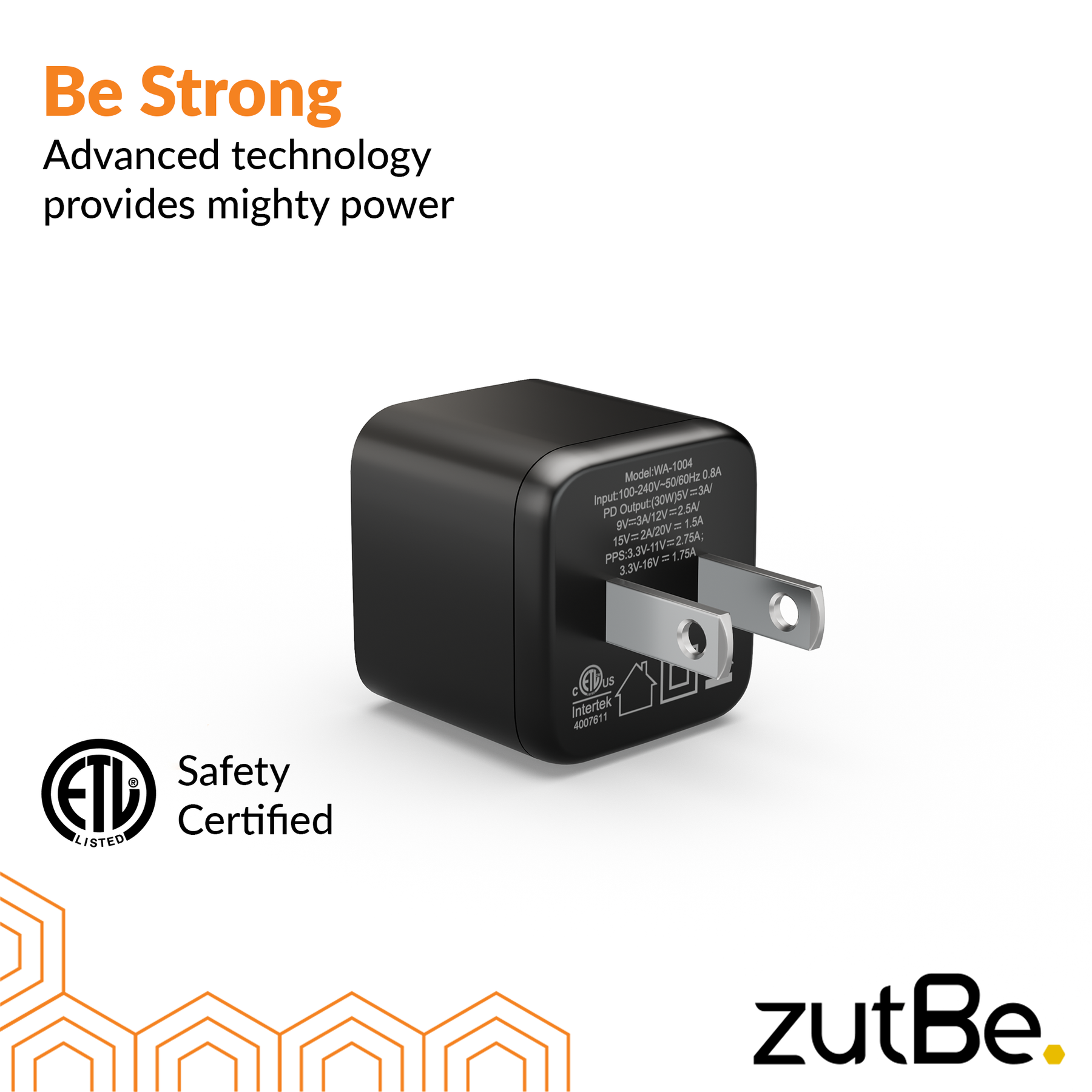 zutBe 30W Mini Wall Charger with Fixed Prongs
