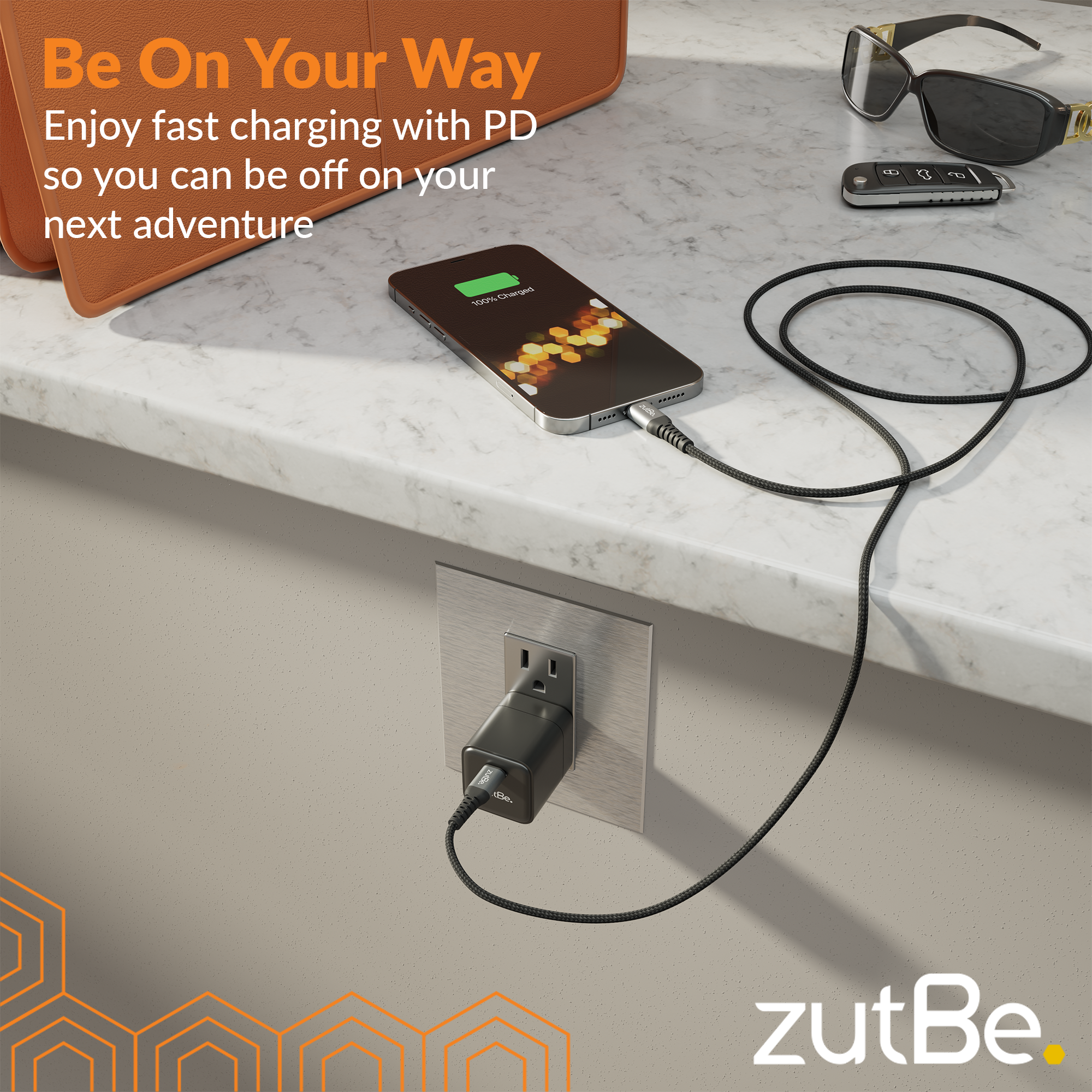 zutBe 30W Mini Wall Charger with Fixed Prongs